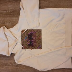Coach Cream Hoodie with Logo Patch